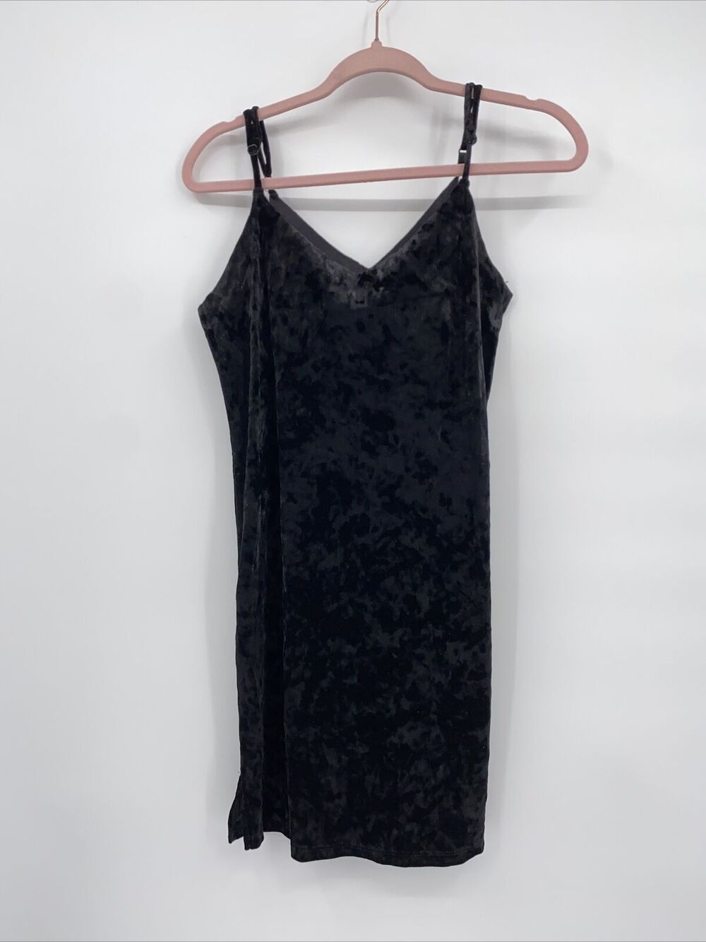 Socialite Nordstrom Stretch V-Neck Sleeveless Slip Shift Dress Black Velvet S